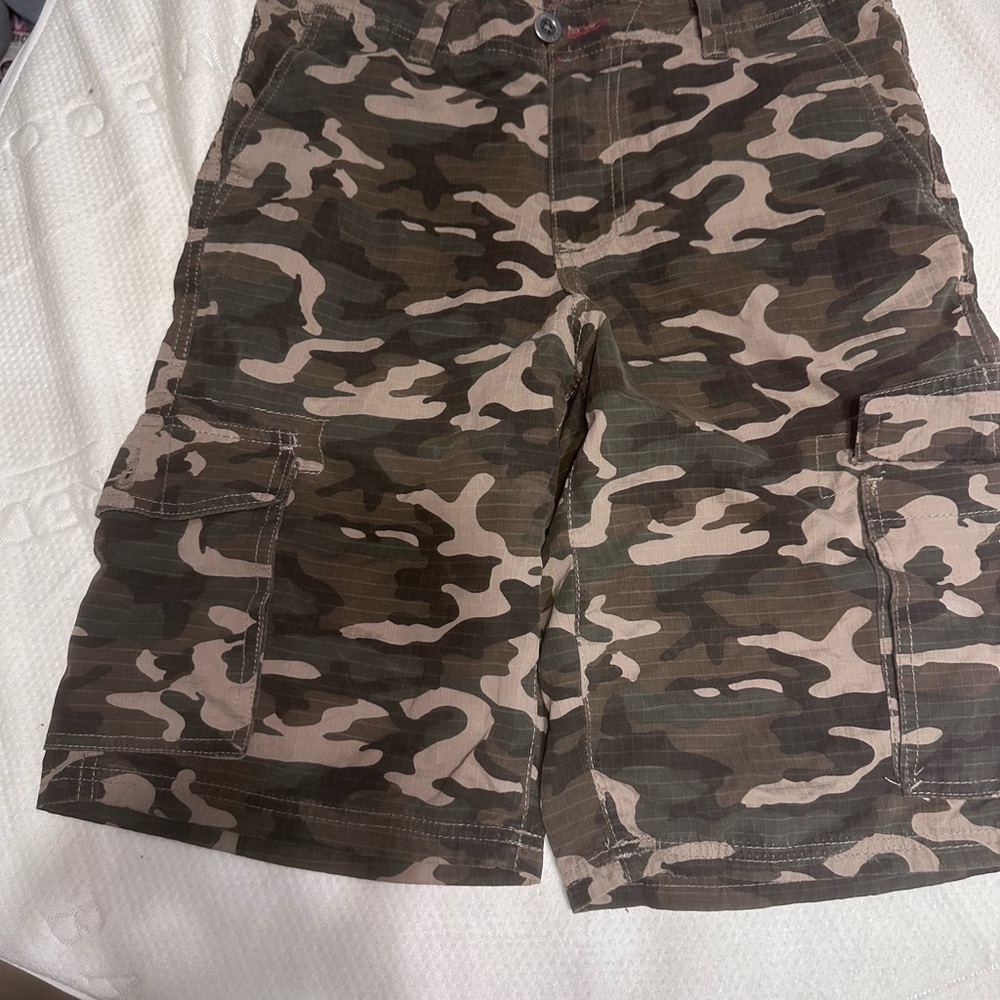 Tony Hawk Green and Brown Cargo Shorts with Relaxed Fit